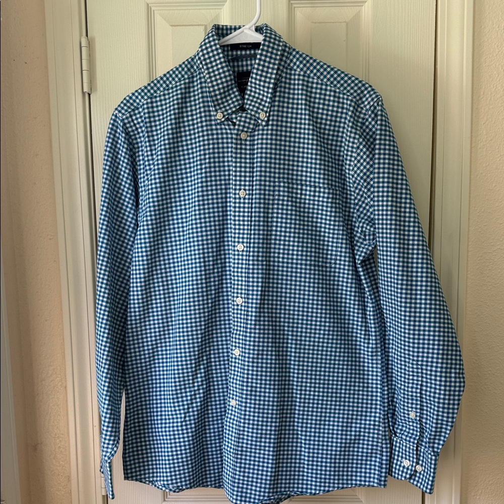 Dockers Battery Street Collection Blue Gingham Button-Down Shirt